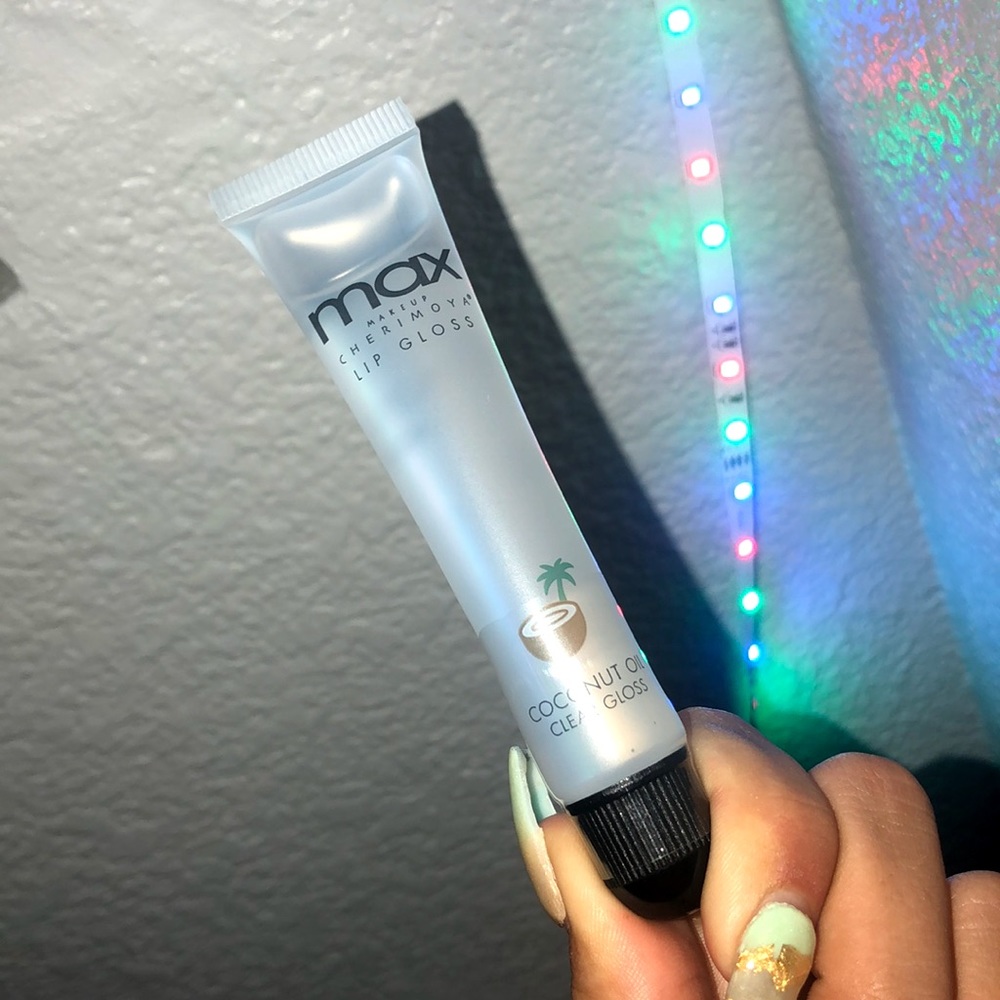 MAX cherimoya coconut lip gloss.